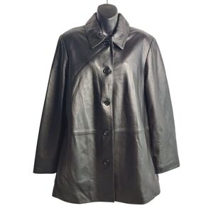 Sonoma Leather Coat Women's Black Genuine Button Soft Lamskin Leather Jacket SzL